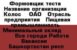 Формовщик теста › Название организации ­ Колос-3, ОАО › Отрасль предприятия ­ Пищевая промышленность › Минимальный оклад ­ 21 000 - Все города Работа » Вакансии   . Башкортостан респ.,Баймакский р-н